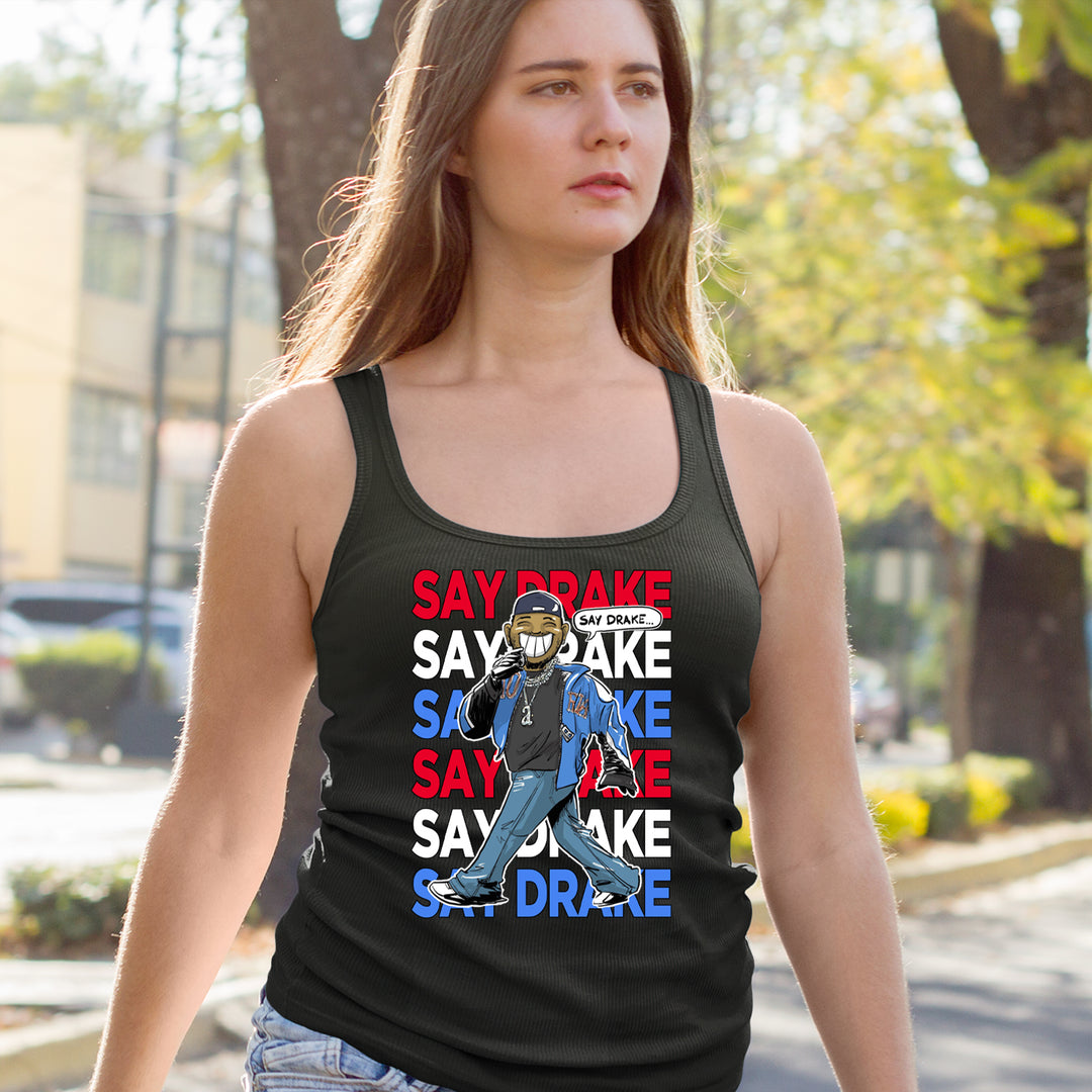 Say Drake Smiling Meme Mustard Racerback Tank Top for Women 