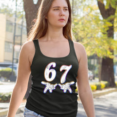 67 Hands Meme Viral Drill Racerback Tank Top for Women 