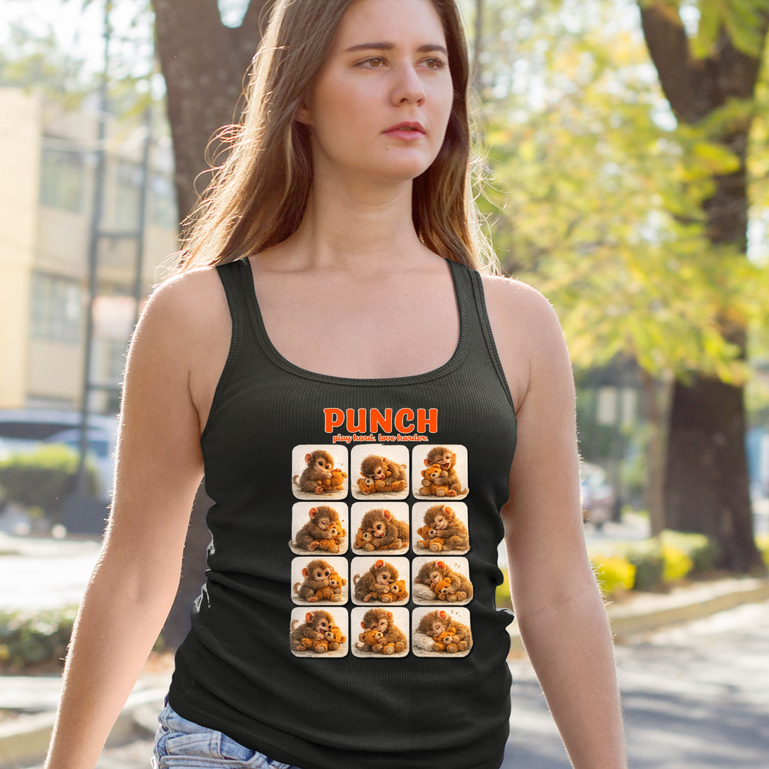 Punch Play Hard Love Harder Racerback Tank Top for Women 