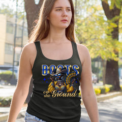 Boots On Da Ground Folding Fan Racerback Tank Top for Women 