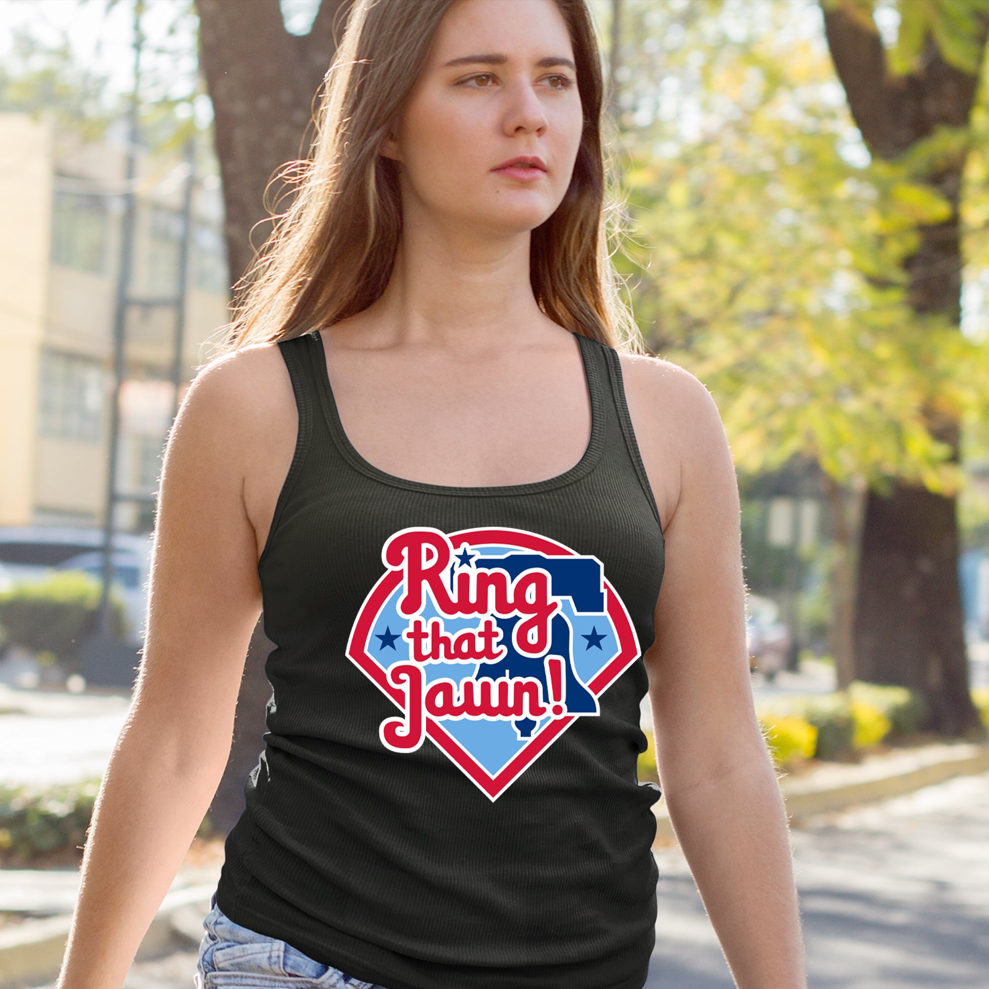 Ring That Jawn Philly Baseball Racerback Tank Top for Women 