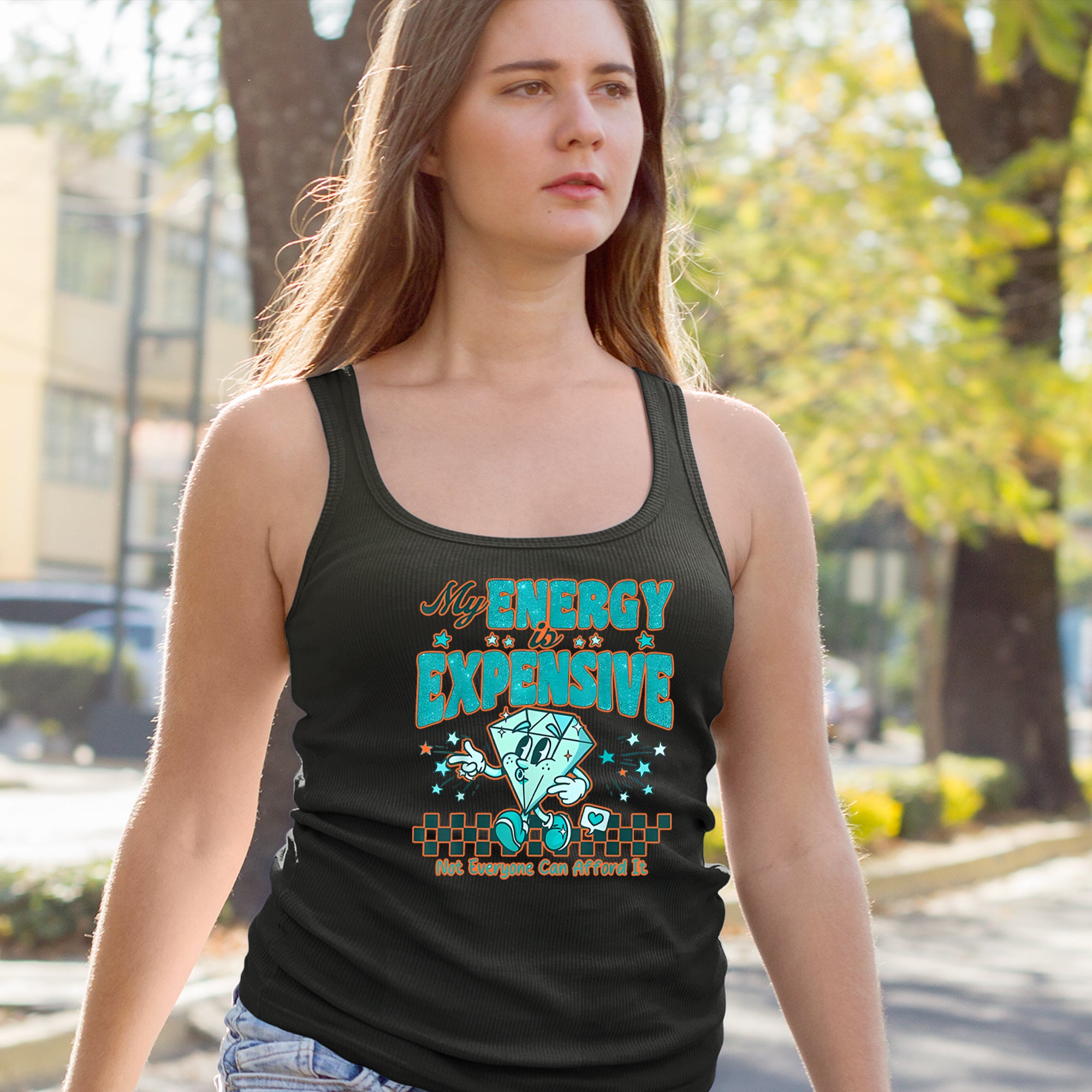 Diamond My Energy Is Expensive Racerback Tank Top for Women 
