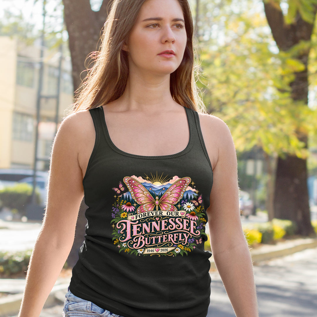 Forever Our Tennessee Butterfly Dolly Racerback Tank Top for Women 