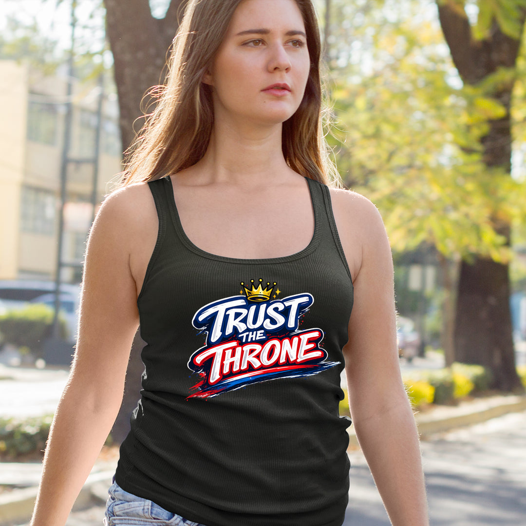 Trust The Throne Crown Philly Hoops graphic on Women's Lightweight Racerback Tank alternate view 2