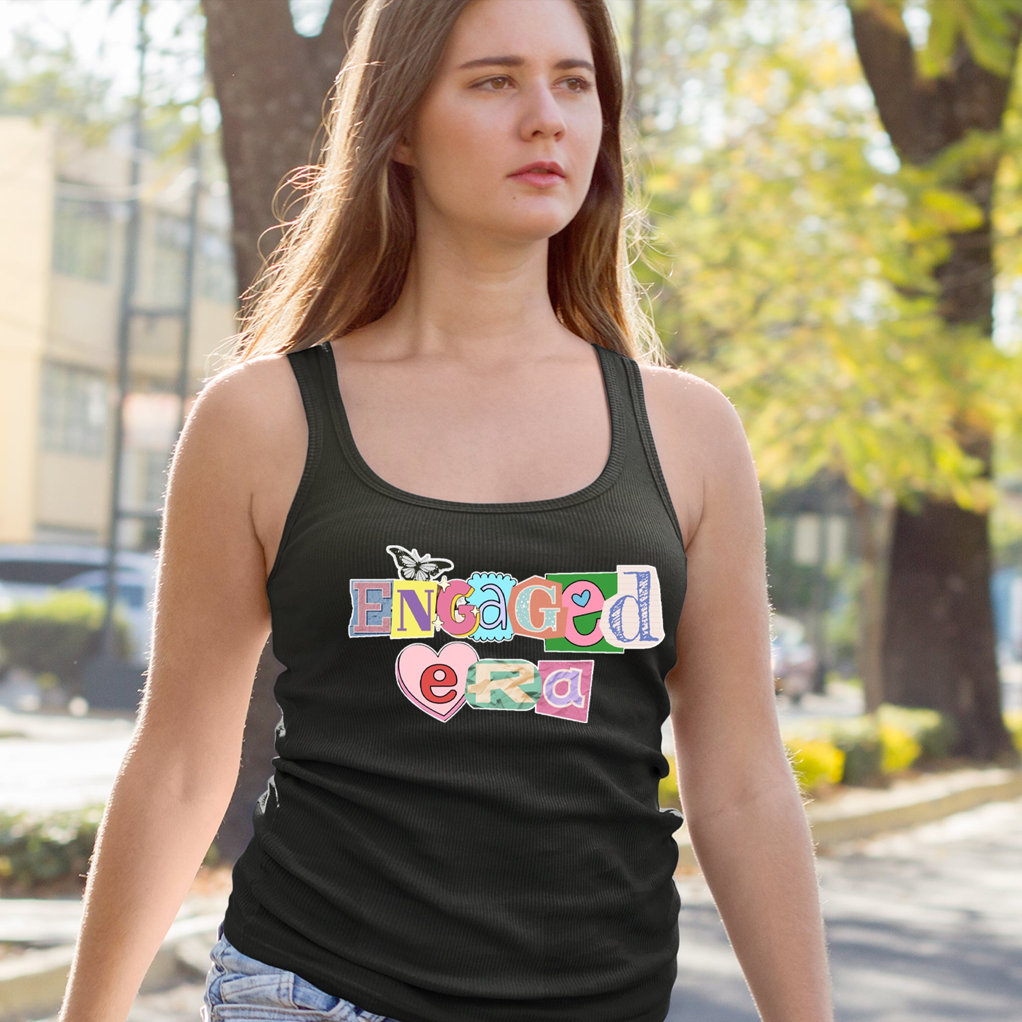 Engaged Era Aesthetic Retro Collage Design Racerback Tank Top for Women 