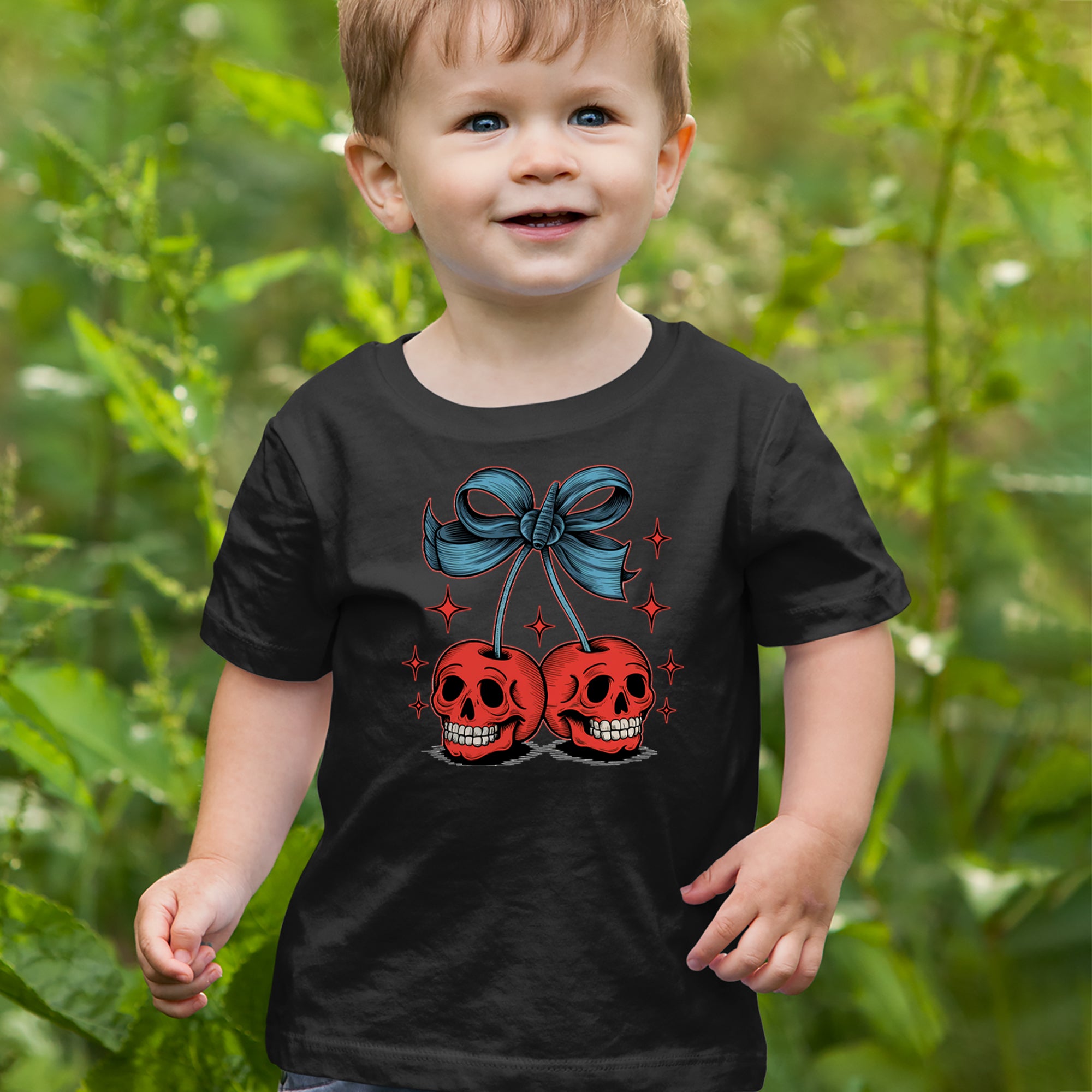 Cherry Skulls Retro Tattoo Infant One-Piece Romper Bodysuit Or Toddler T-shirt 