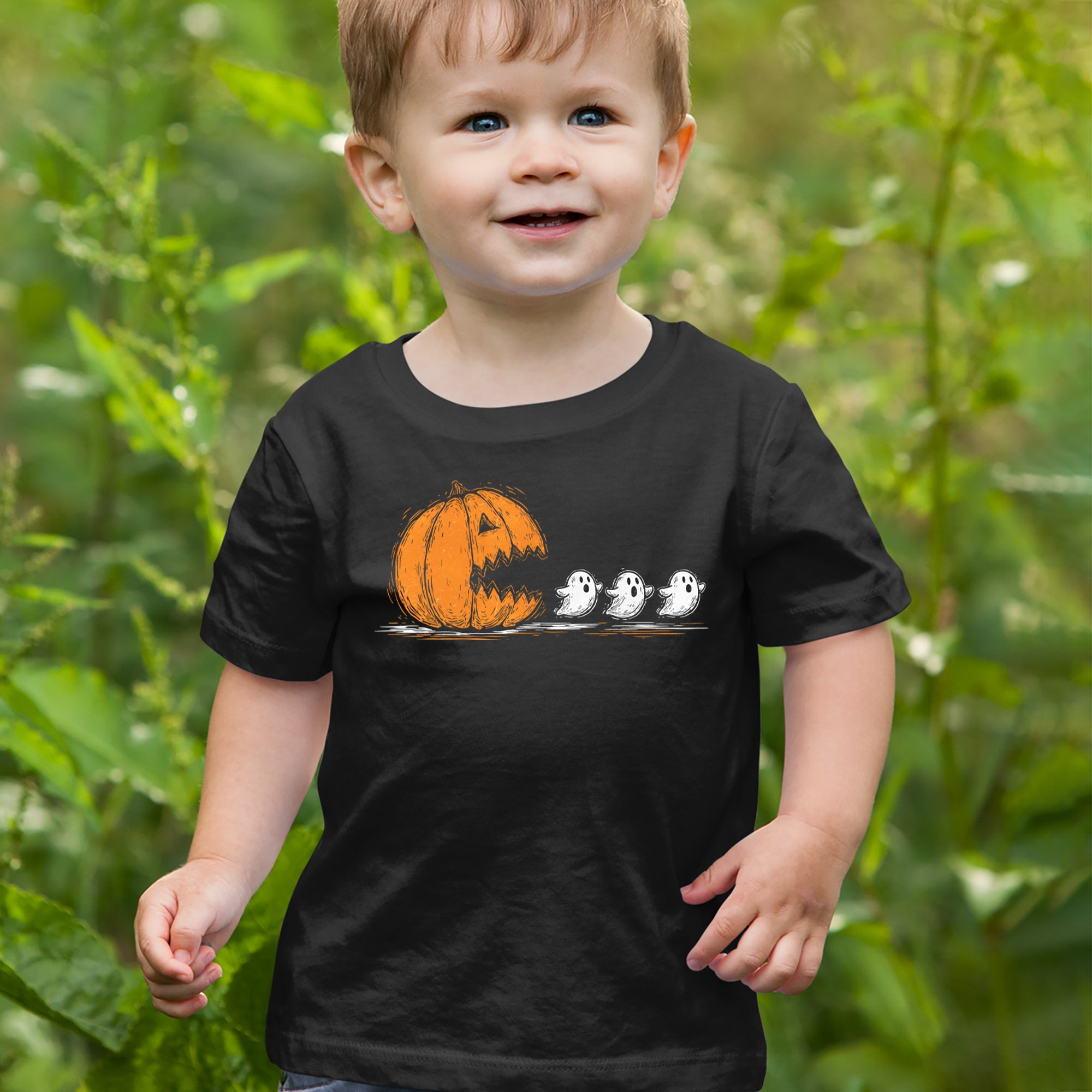Pumpkin Pacman Chasing Ghosts Halloween Infant One-Piece Romper Bodysuit Or Toddler T-shirt 