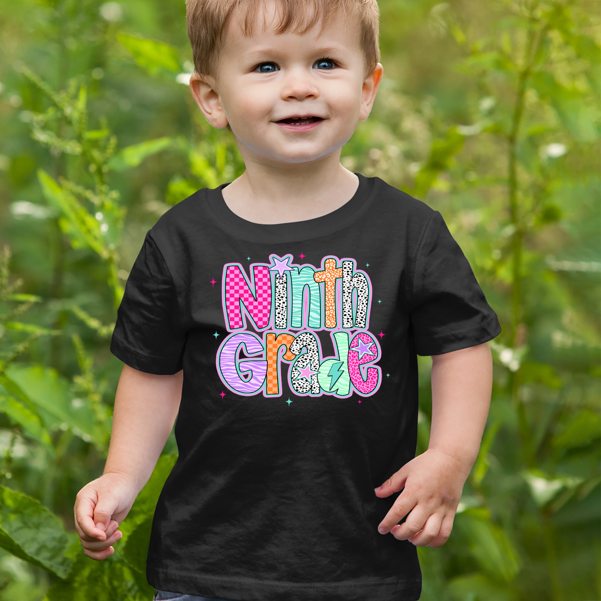 Ninth Grade Freshman Vibes Colorful Back to School Infant One-Piece Romper Bodysuit Or Toddler T-shirt 
