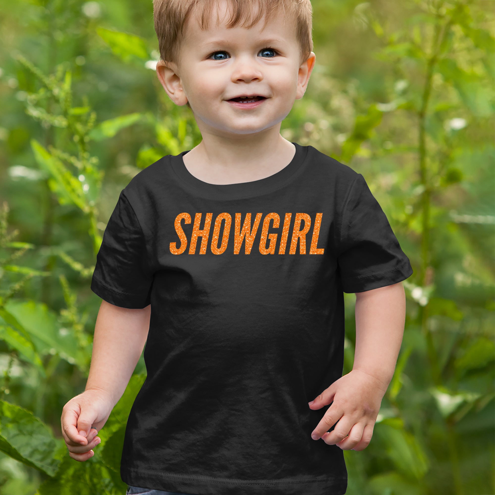 Showgirl Orange Glitter Infant One-Piece Romper Bodysuit Or Toddler T-shirt 