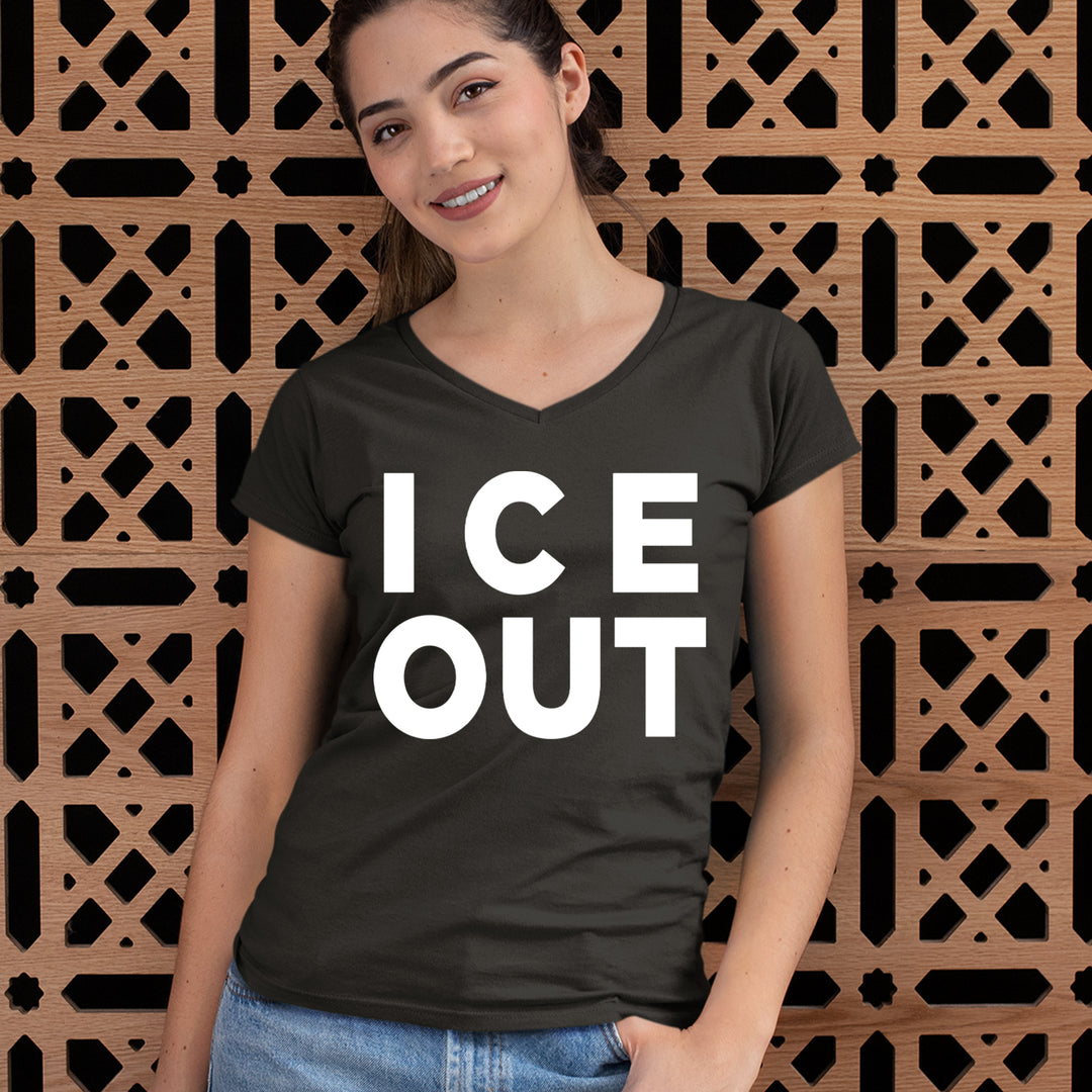 Ice Out Protest Ladies V-Neck T-shirt 