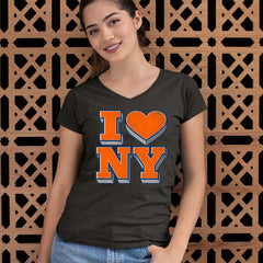 New York City Pride Heart Ladies V-Neck T-shirt 
