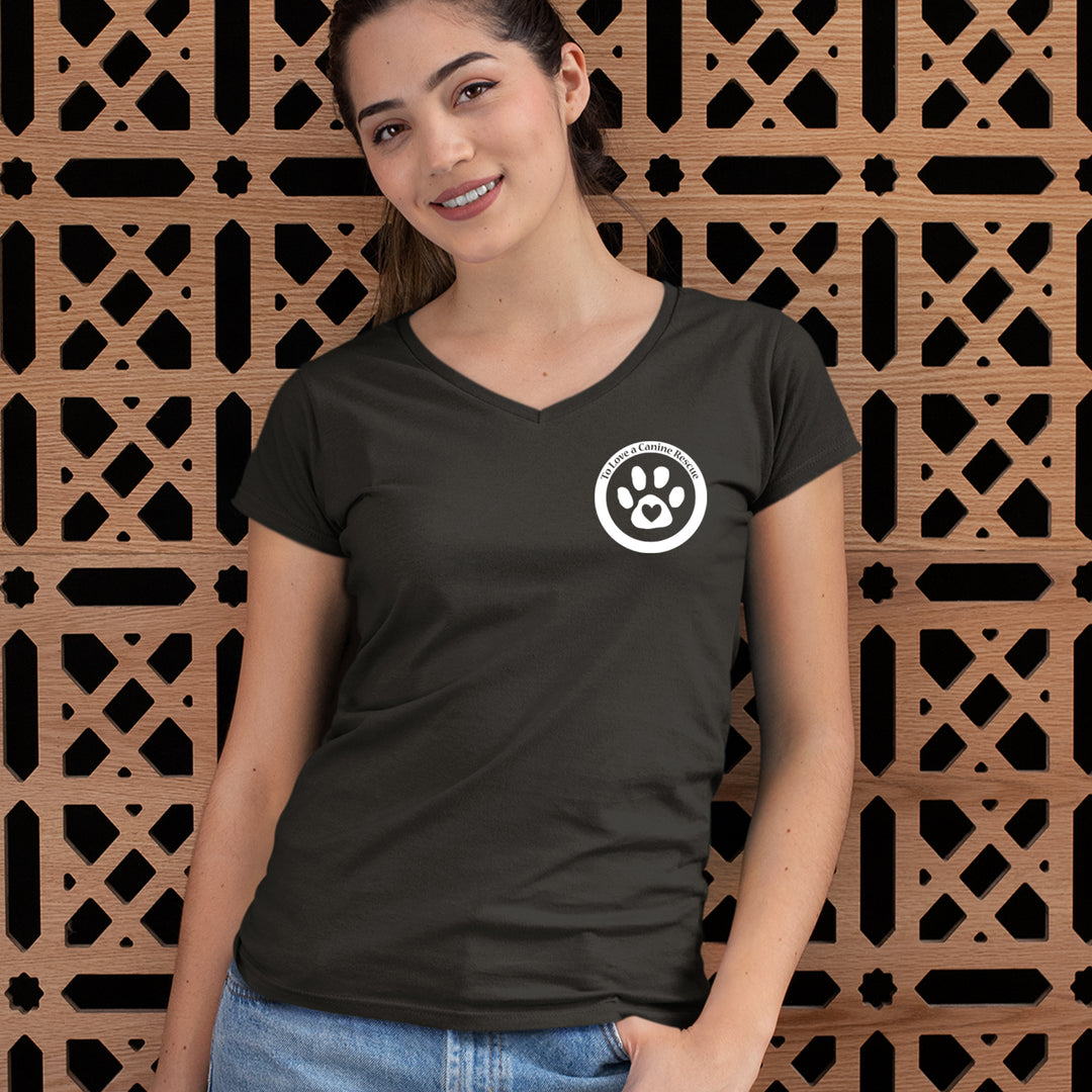 TLC To Love a Canine Dog Rescue White Ladies V-Neck T-shirt 