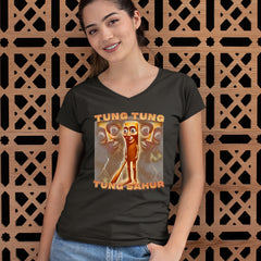 Tung Tung Tung Sahur Enforcer Ladies V-Neck T-shirt 