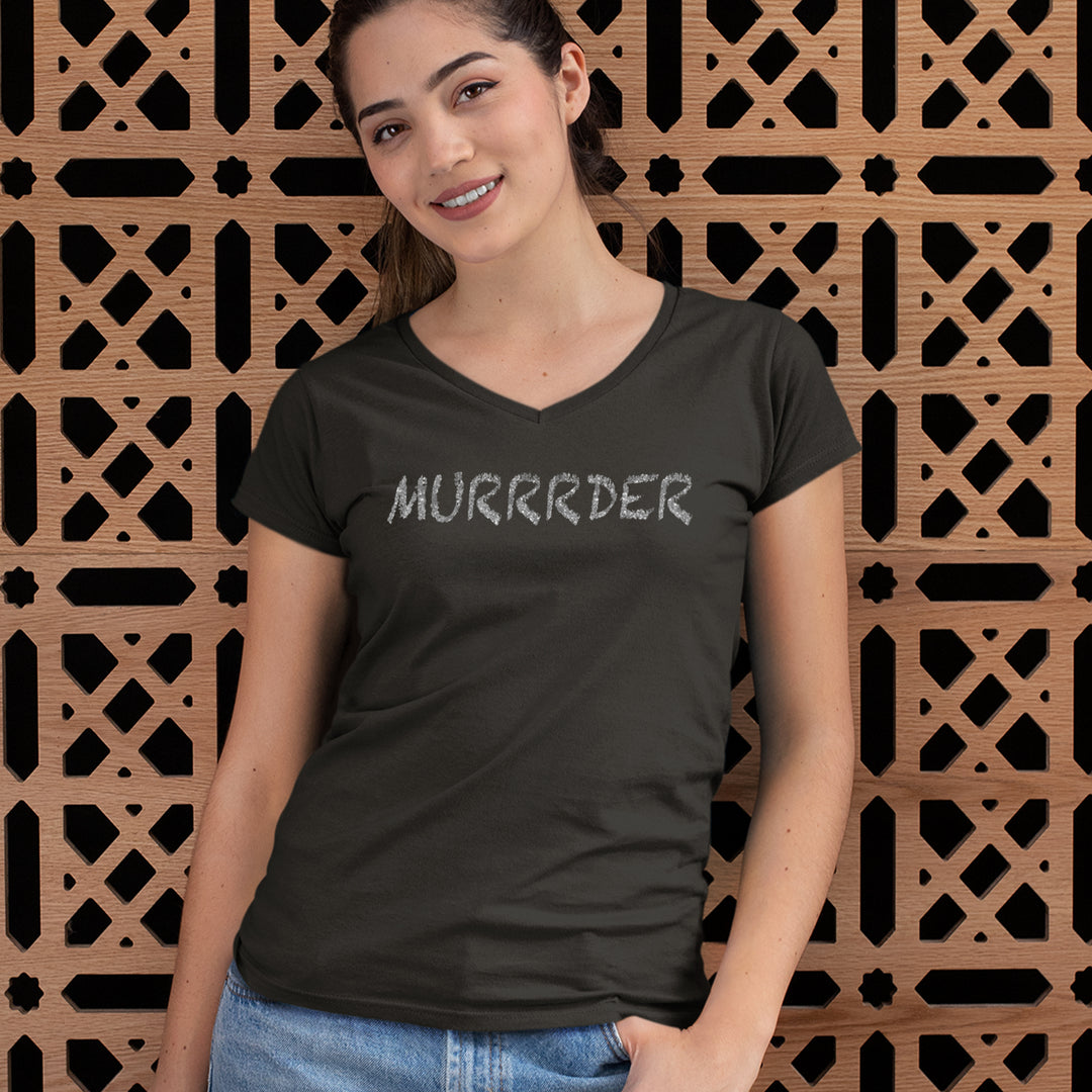 Murrrder Glitter Traitor Ladies V-Neck T-shirt 