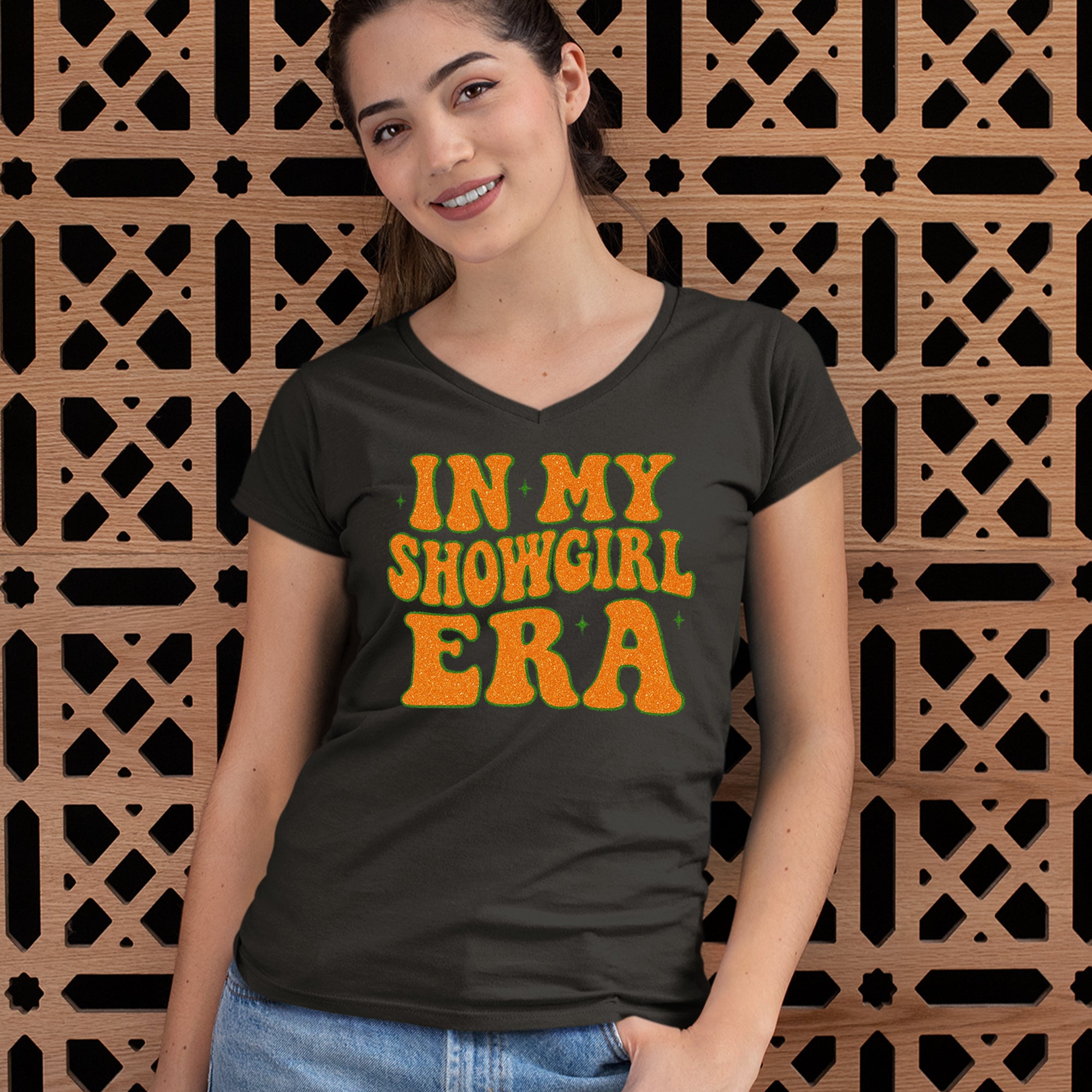 In My Showgirl Era Retro Ladies V-Neck T-shirt 