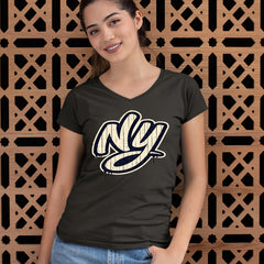 NYC New York City Grunge Street Ladies V-Neck T-shirt 