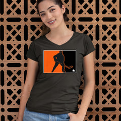 Hockey Enforcer Retro Vintage Ladies V-Neck T-shirt 