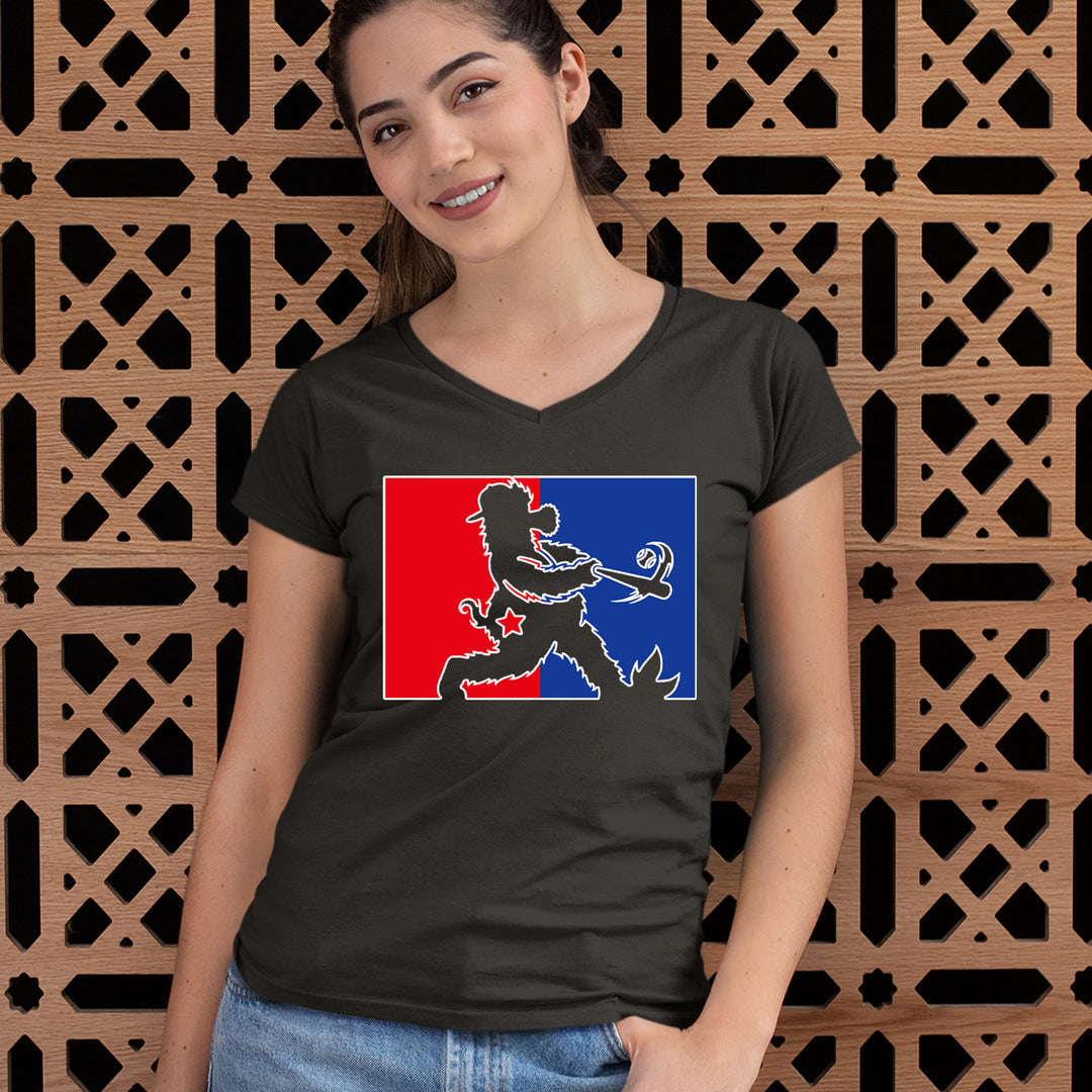 Batter Up Philly Baseball Phan Ladies V-Neck T-shirt 