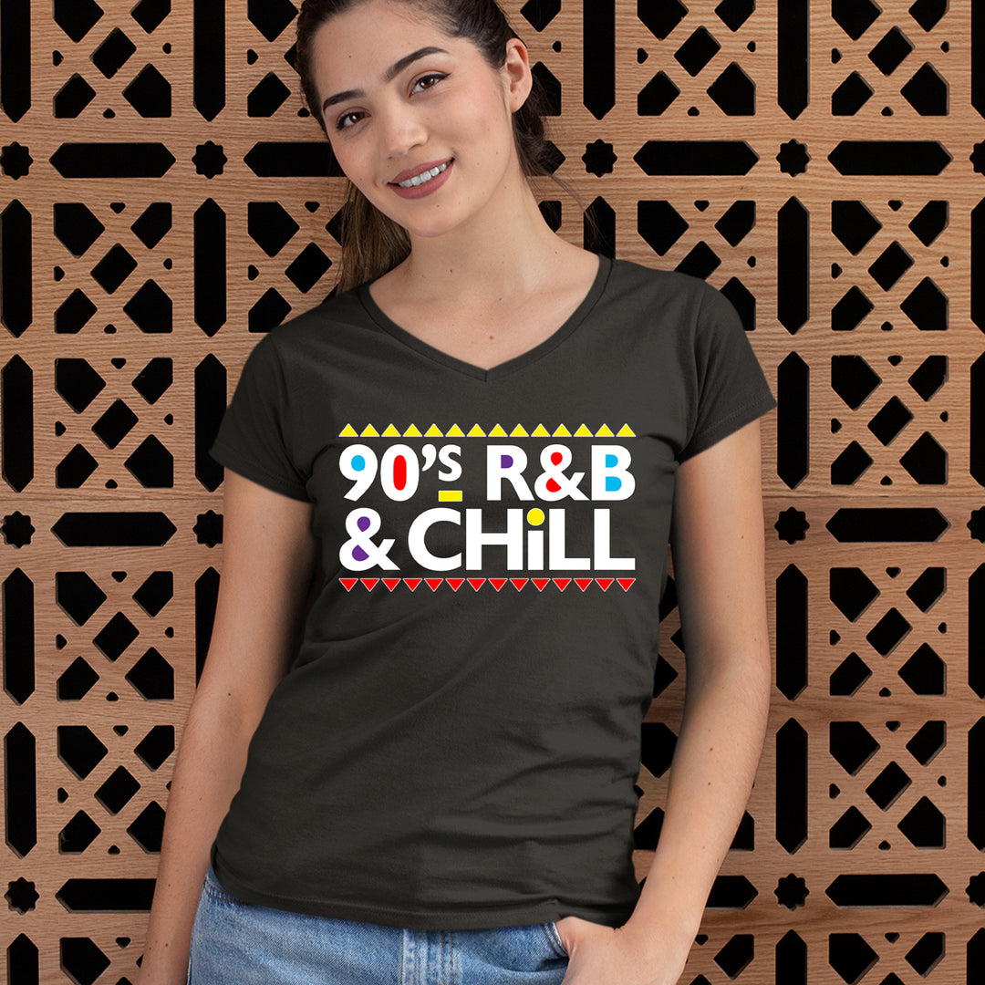 90s R&B and Chill Retro Throwback Ladies V-Neck T-shirt 