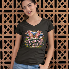 Forever Our Tennessee Butterfly Dolly Ladies V-Neck T-shirt 