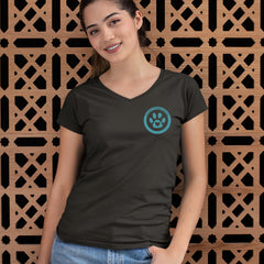 TLC To Love a Canine Dog Rescue Teal Ladies V-Neck T-shirt 