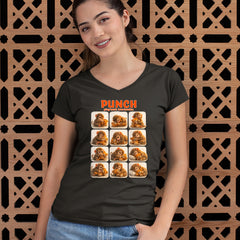 Punch Play Hard Love Harder Ladies V-Neck T-shirt 