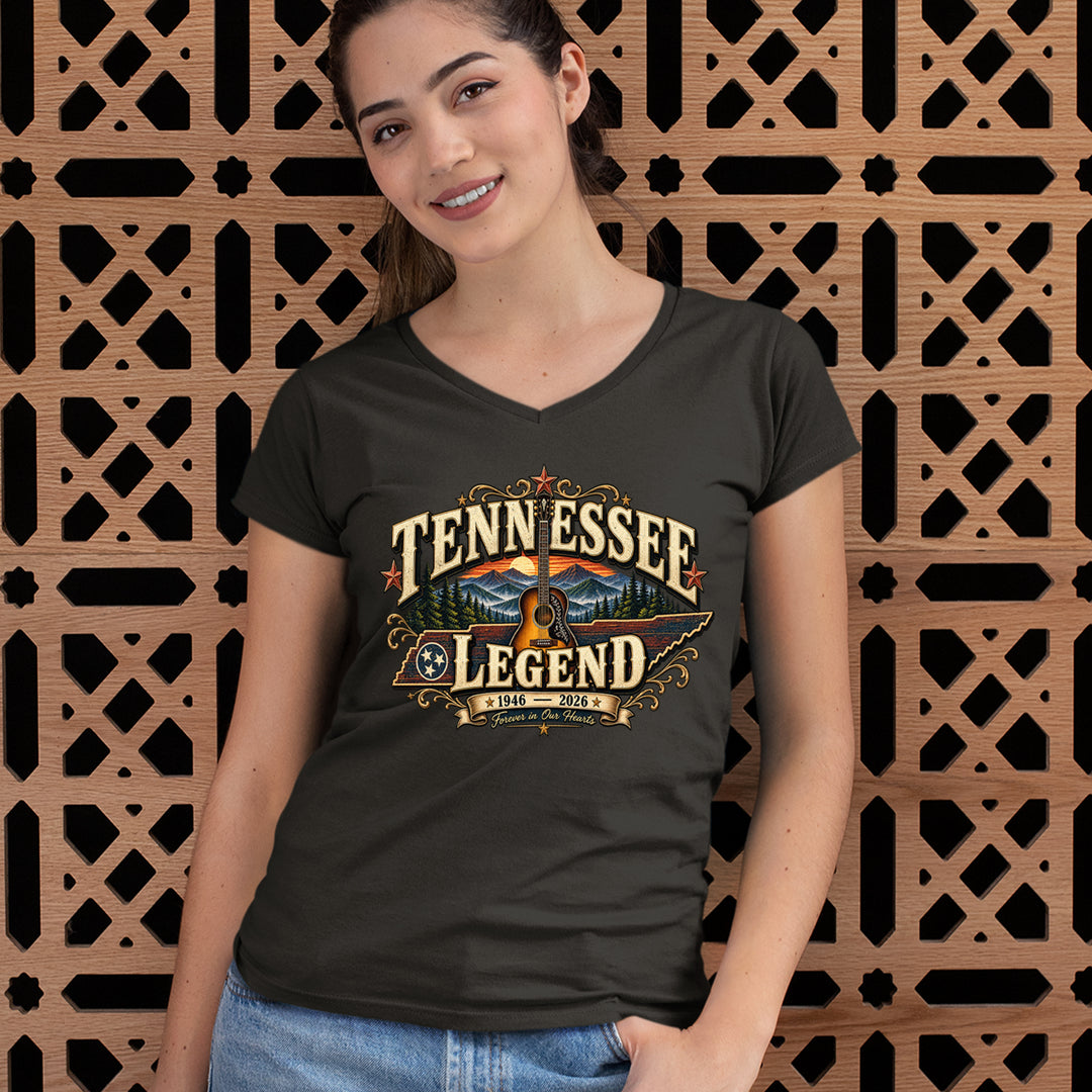 Tennessee Legend Country Music Dolly Ladies V-Neck T-shirt 