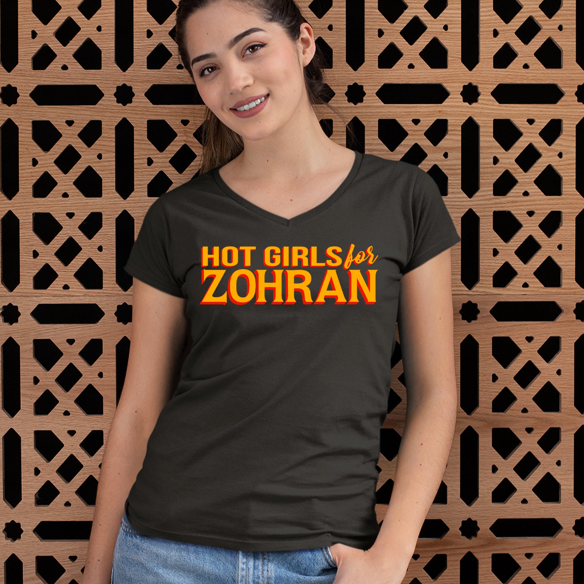 Hot Girls for Zohran Meme Ladies V-Neck T-shirt 