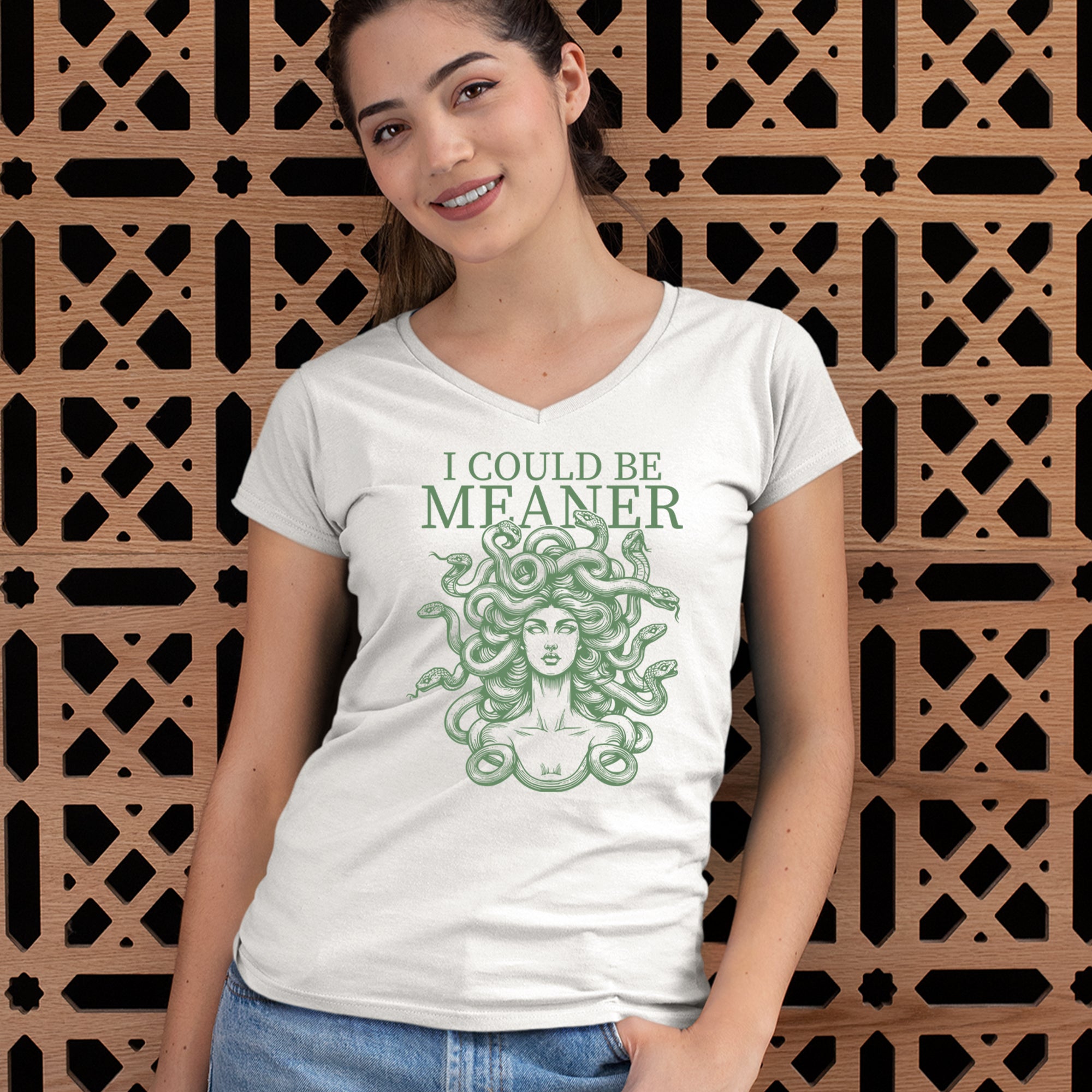Medusa I Could Be Meaner Ladies V-Neck T-shirt 