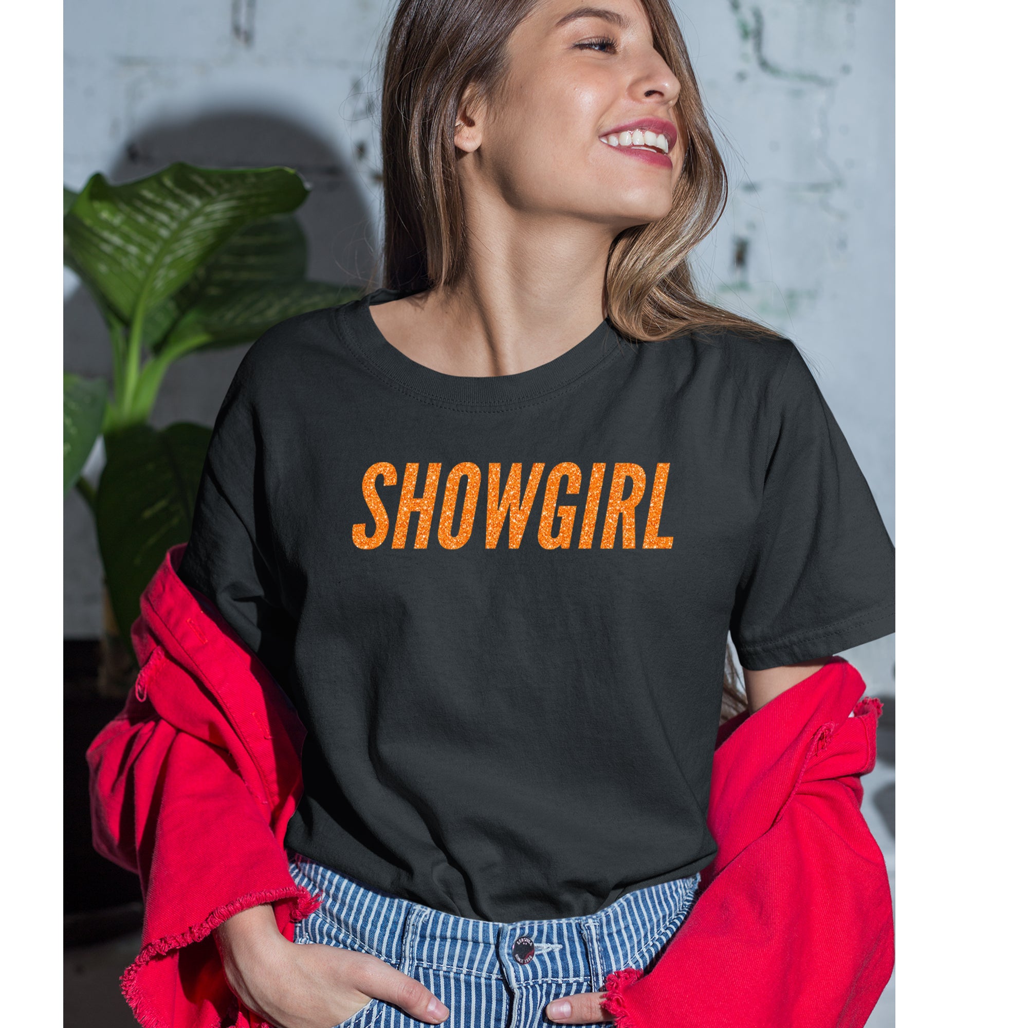 Showgirl Orange Glitter Womens T-shirt 