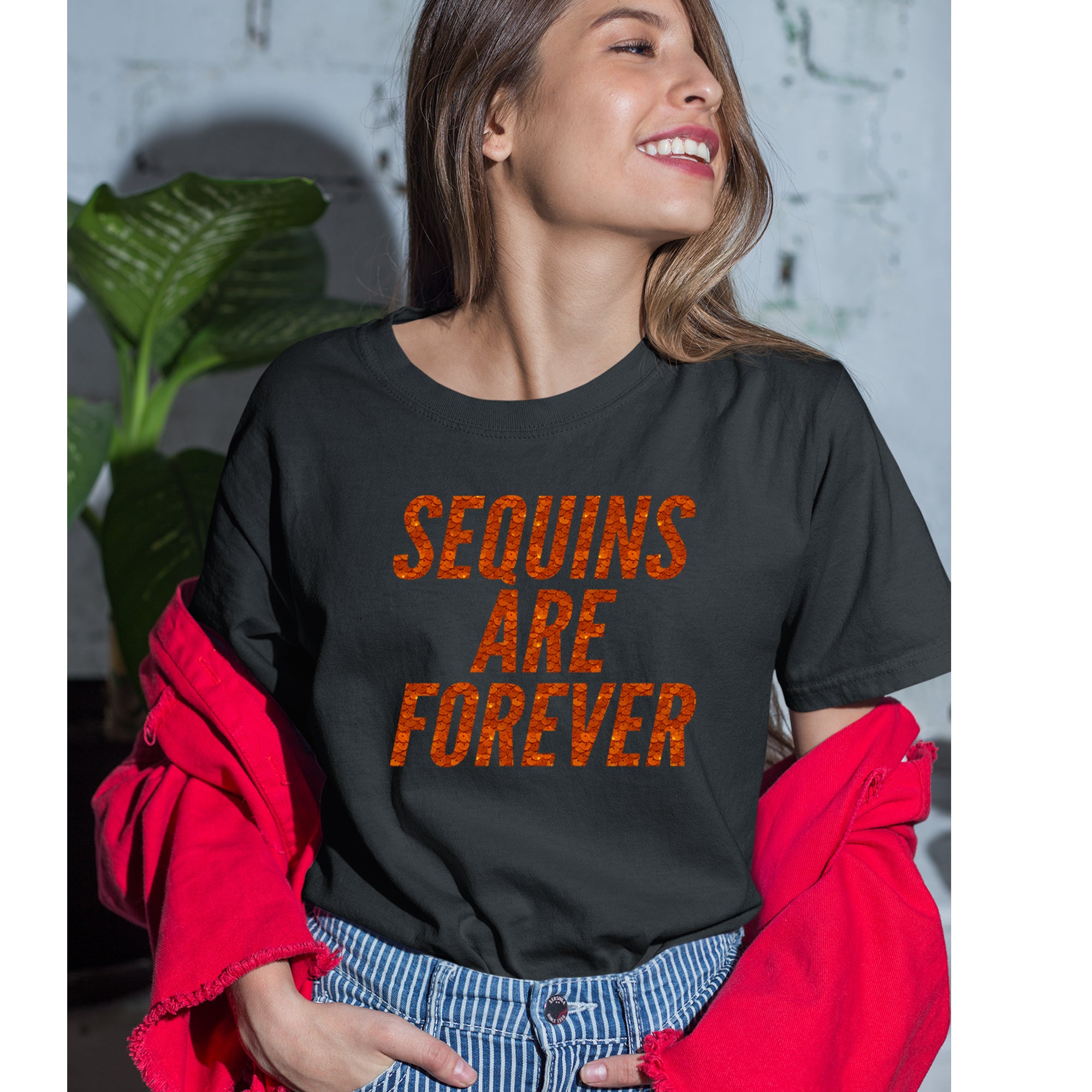 Sequins Are Forever Retro Glam Womens T-shirt 