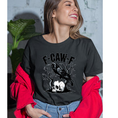 F-Caw-F Crow On Skull F-ck Off Gothic Womens T-shirt 