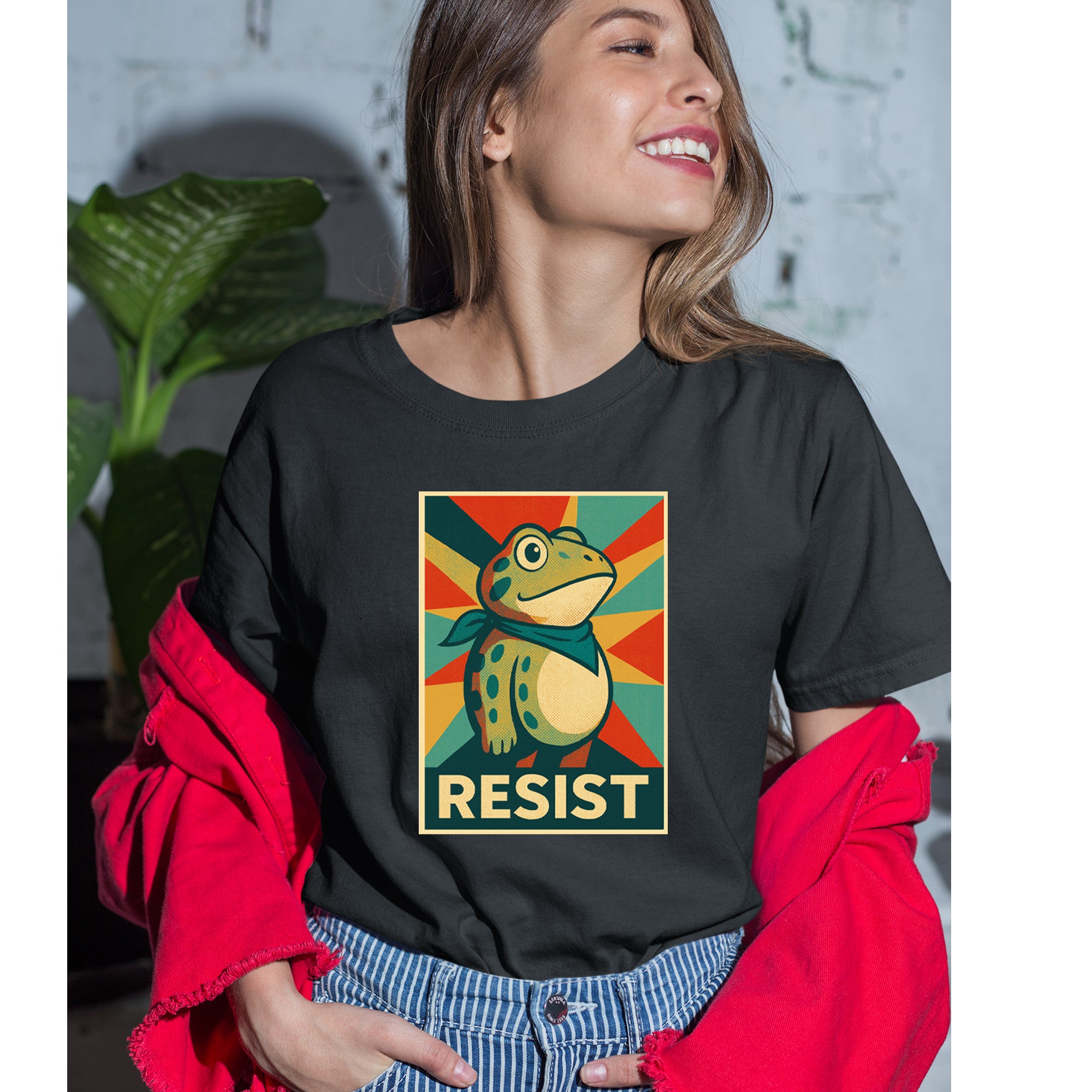 Resist Portland Protest Frog Womens T-shirt 