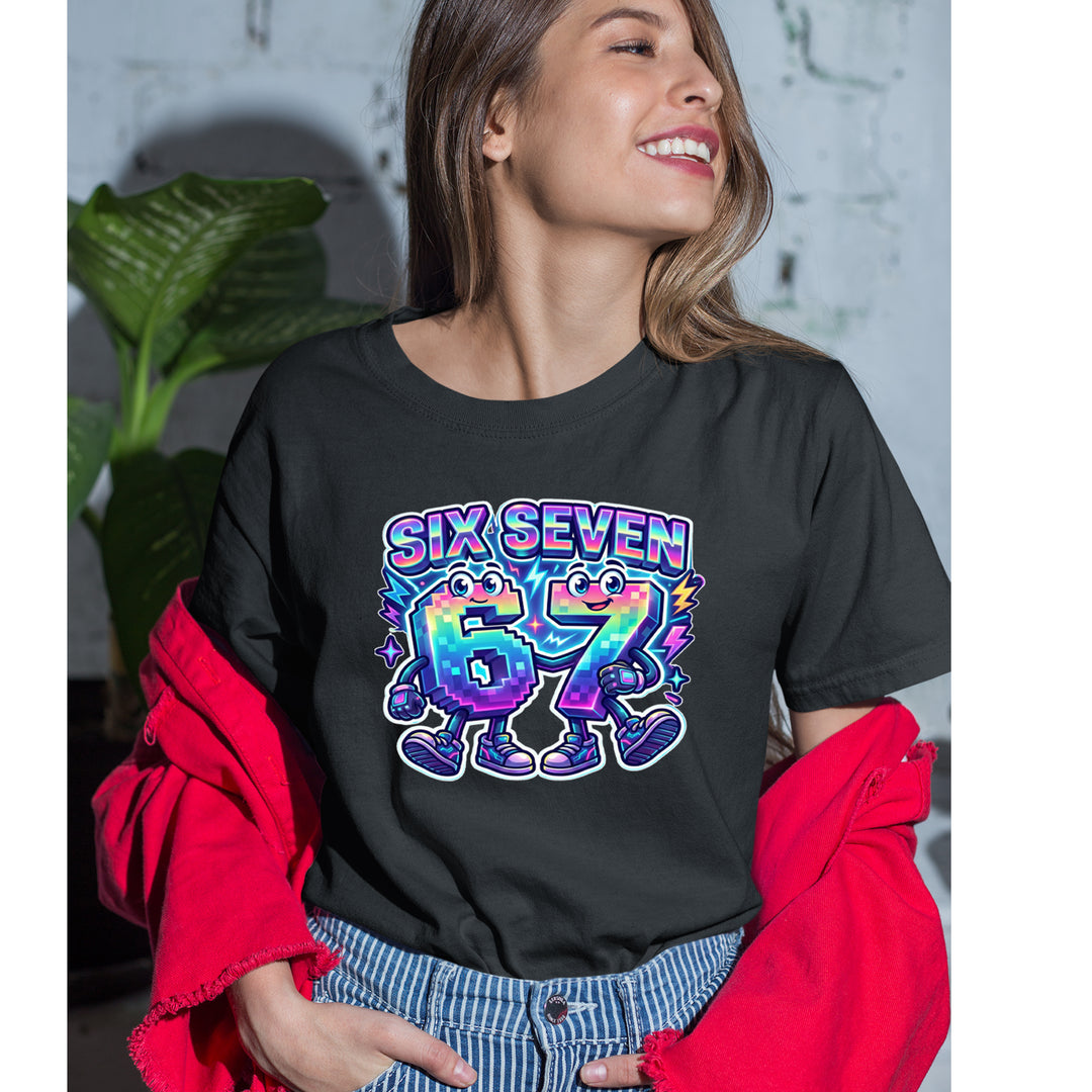 Six Seven 67 Retro Pixel Buddies Womens T-shirt 