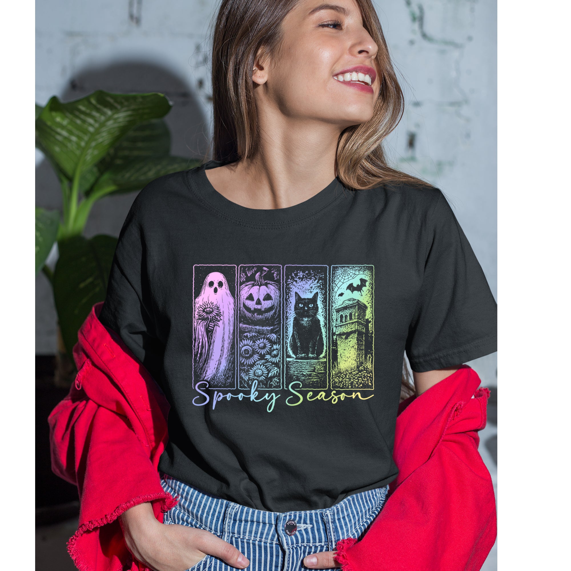Spooky Season Cute Pastel Halloween Design Womens T-shirt 