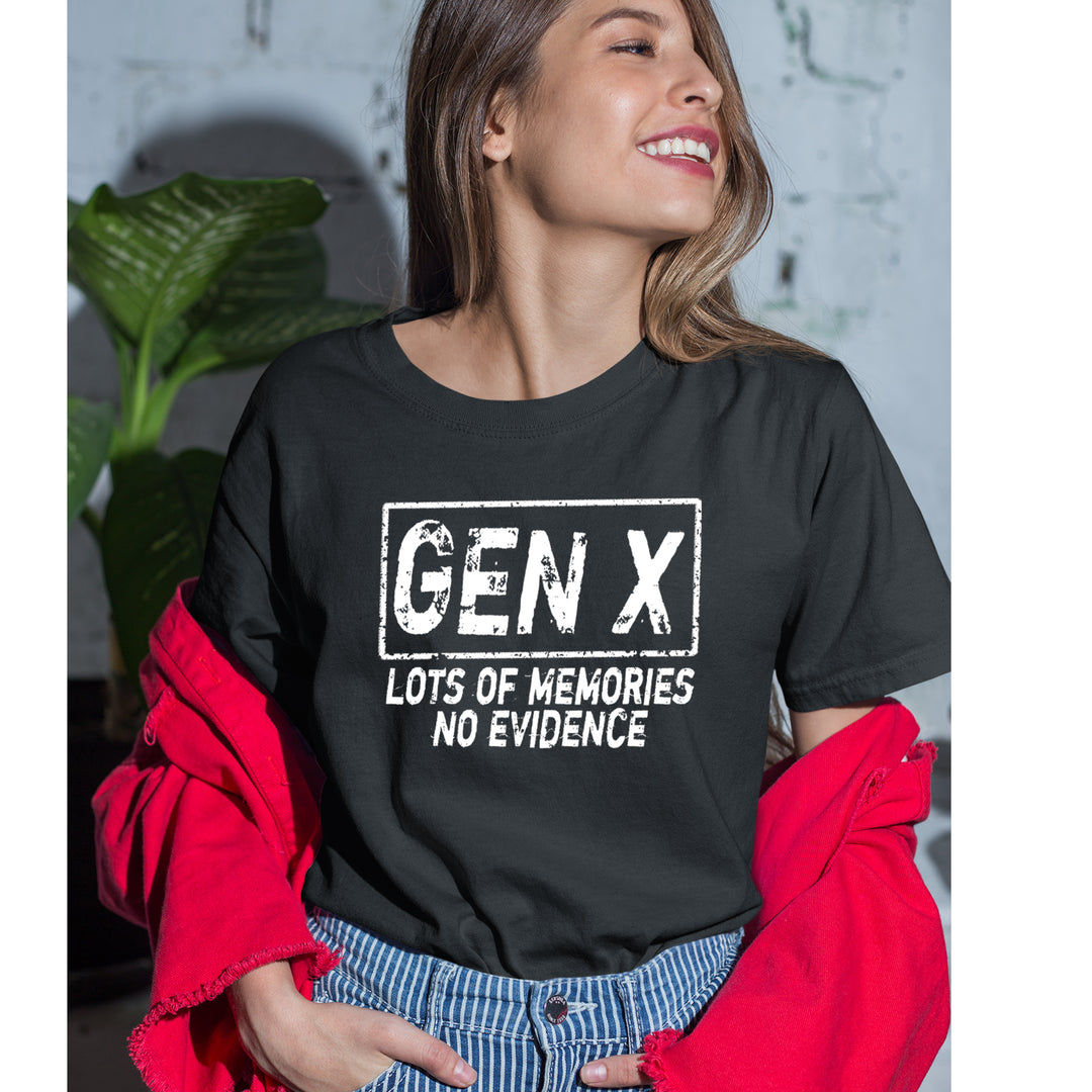 Gen X Lots of Memories No Evidence Nostalgia Womens T-shirt