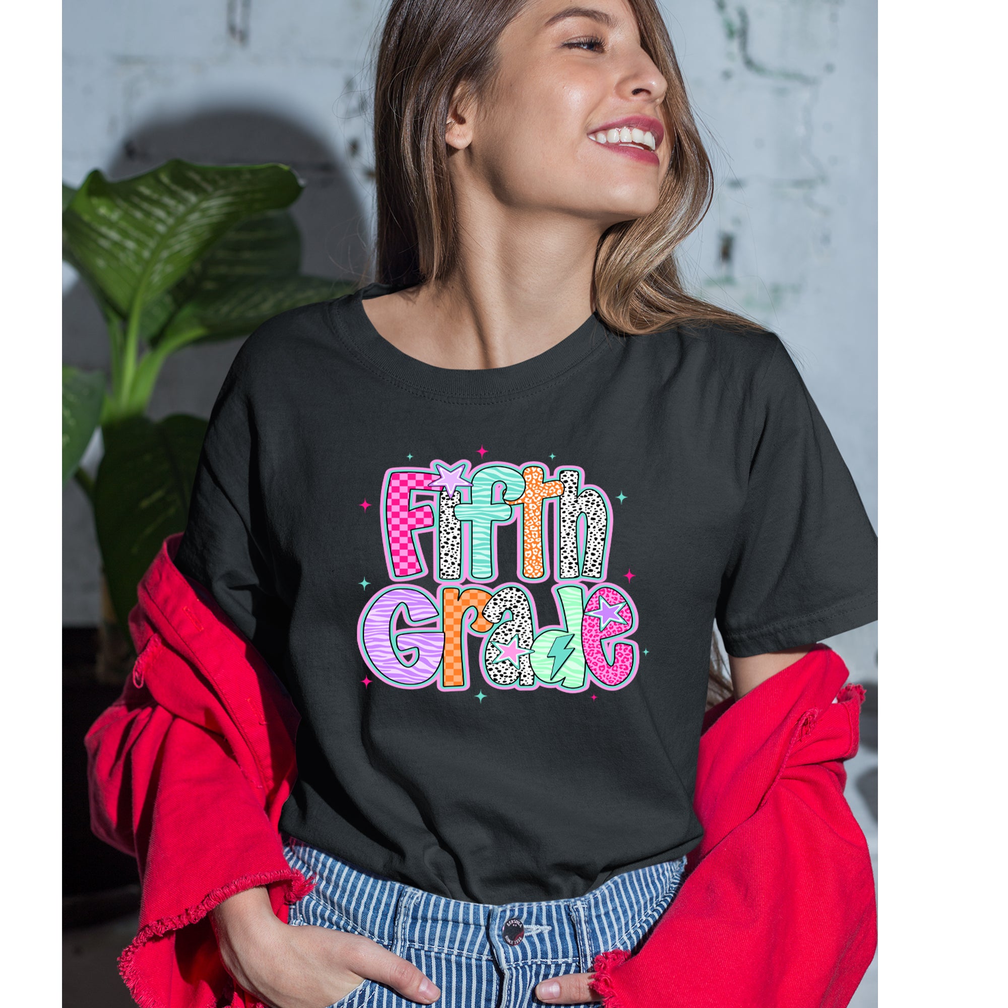 Fifth Grade Fly Colorful Back to School Womens T-shirt 