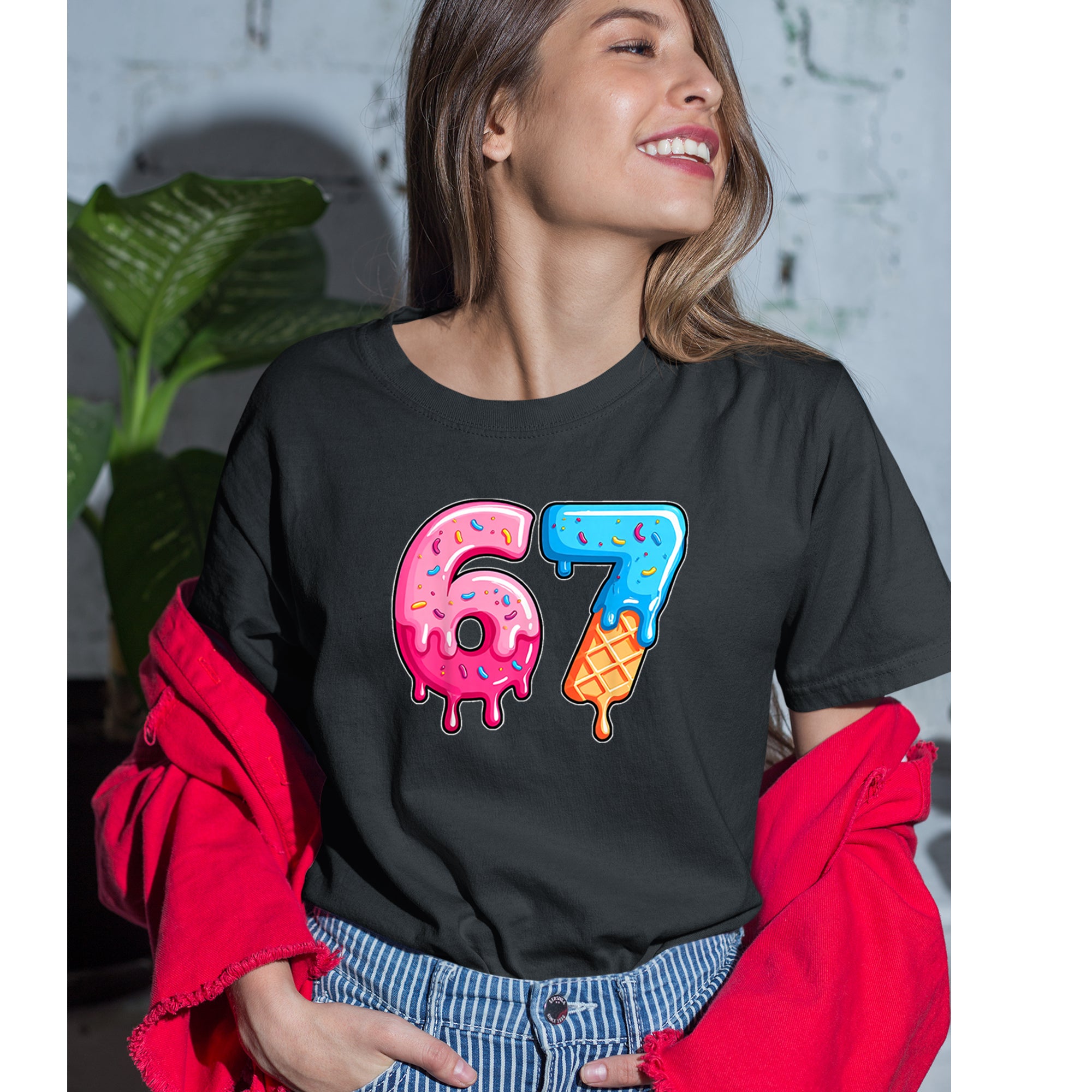 67 Dripping Ice Cream Donut Melt Womens T-shirt 