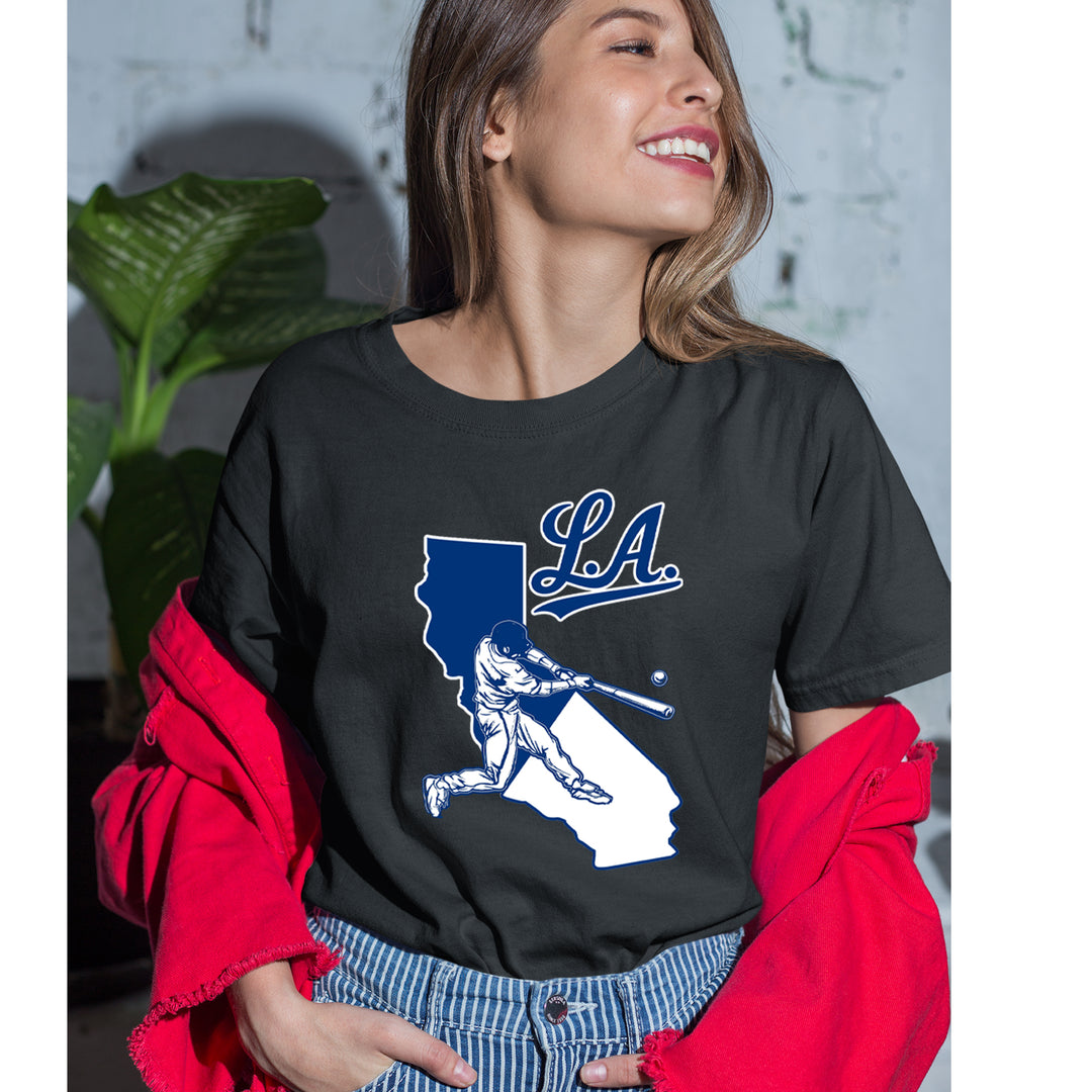 Los Angeles Baseball Batter Up Womens T-shirt 