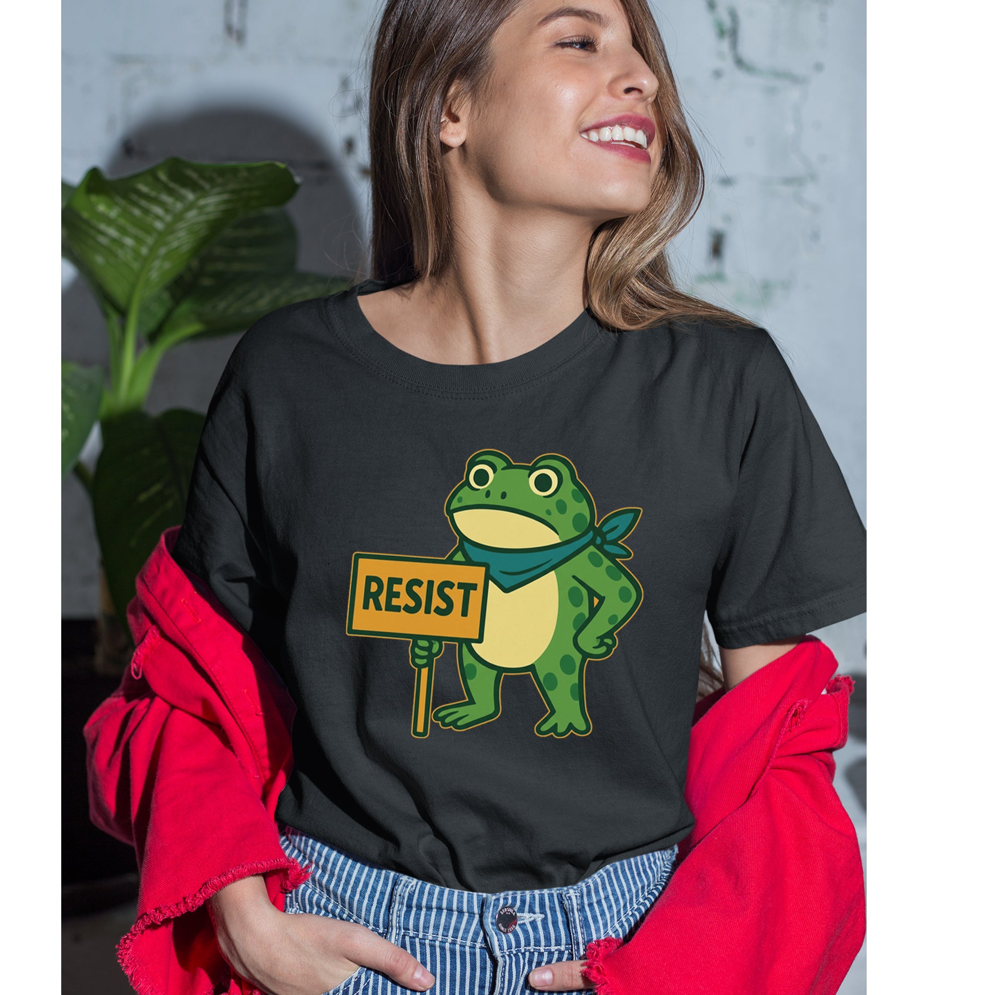 Sign Resist Meme Frog Protest Womens T-shirt 