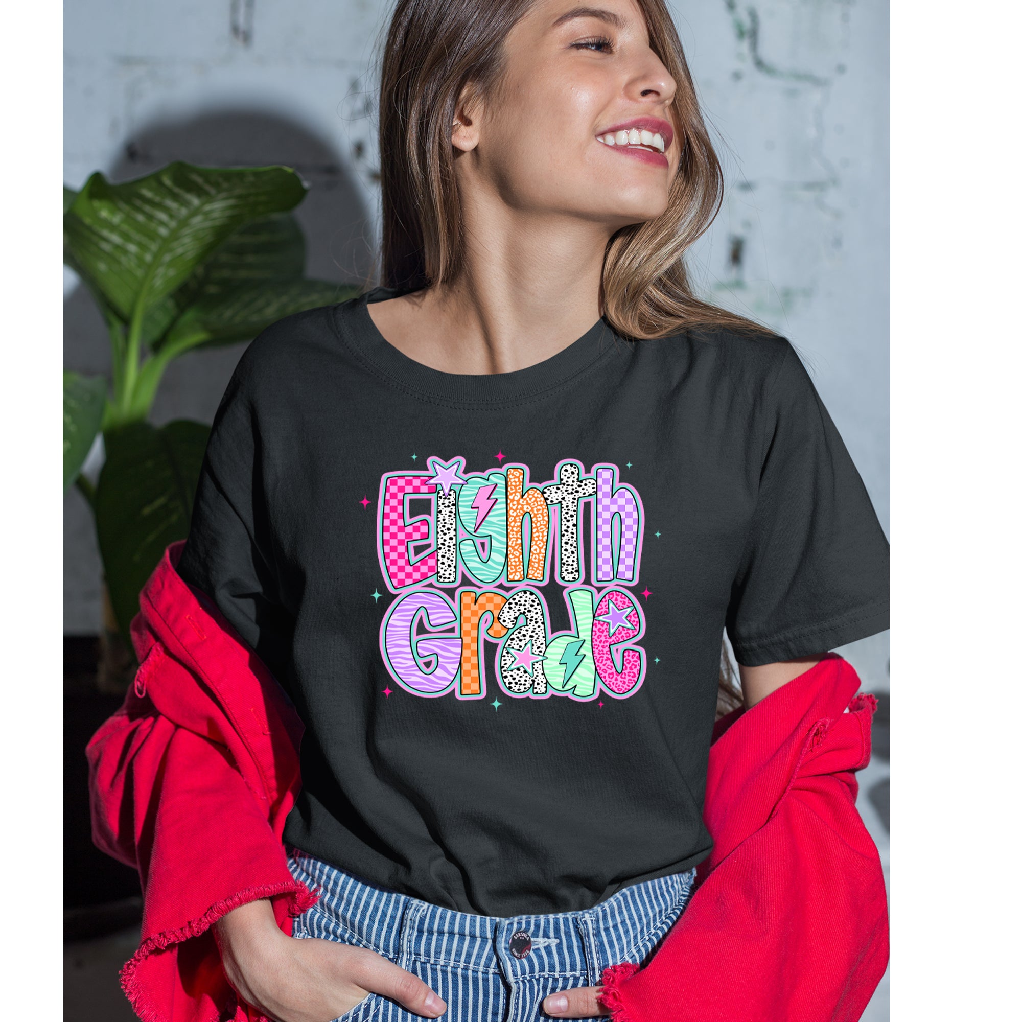 Eighth Grade Energy Colorful Back to School Womens T-shirt 