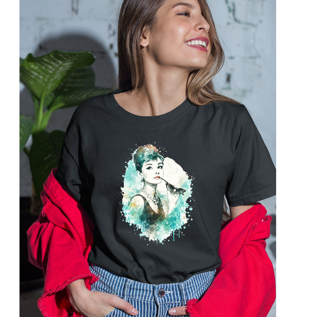 Mrs. Herpburn Iconic Watercolors Womens T-shirt 