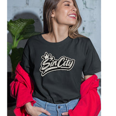 Sin City Vegas Retro Vintage graphic on Women's Heavyweight Cotton T-Shirt alternate view 2