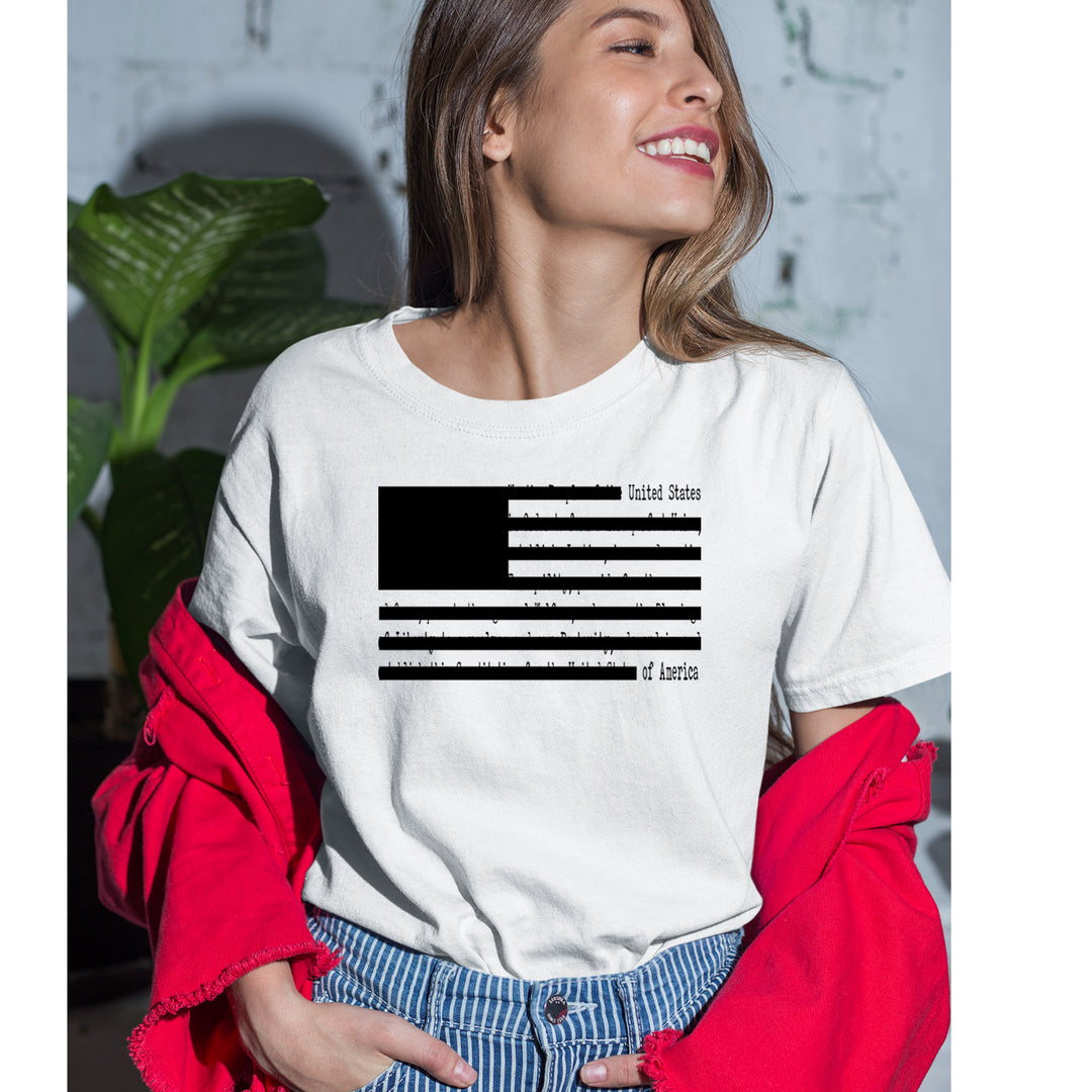 Redacted American Flag Womens T-shirt 