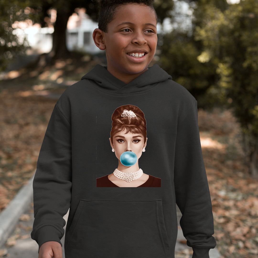 Audrey Hepburn Chewing Bubble Gum American Icon Youth-Sized Hoodie 