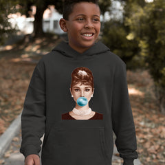 Audrey Hepburn Chewing Bubble Gum American Icon Youth-Sized Hoodie 