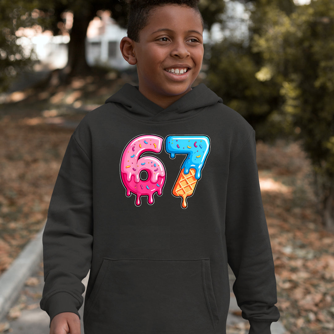 67 Dripping Ice Cream Donut Melt Youth-Sized Hoodie 