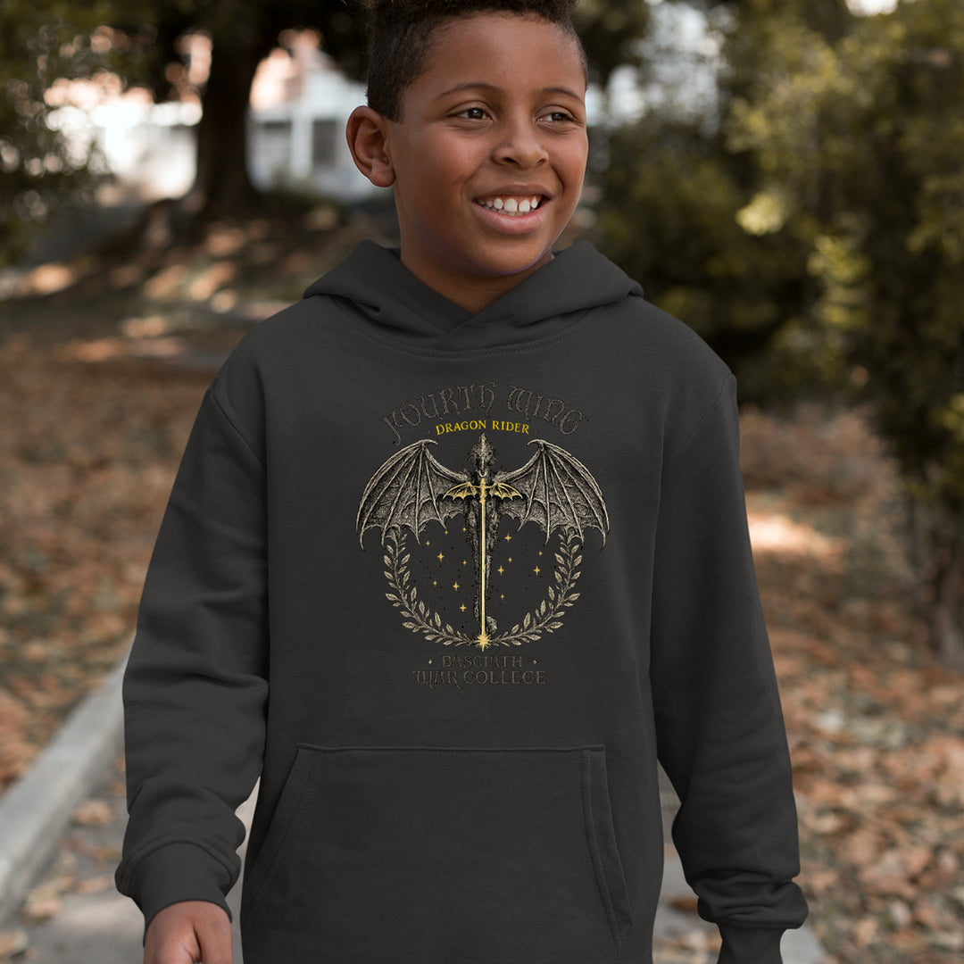 Fourth Wing Dragon Rider Vintage Basgiath War College Youth-Sized Hoodie 