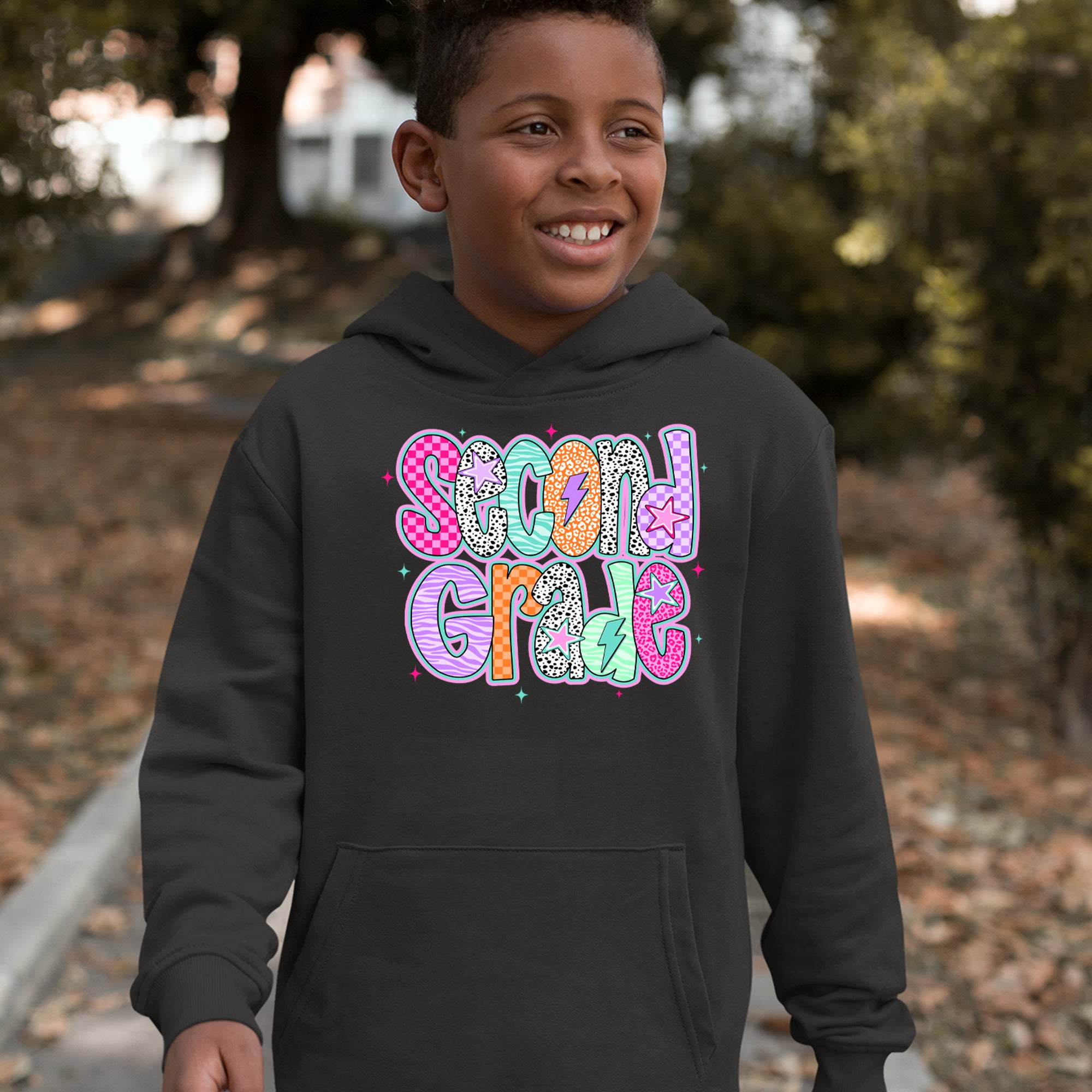 Second Grade Star Colorful Back to School Youth-Sized Hoodie 