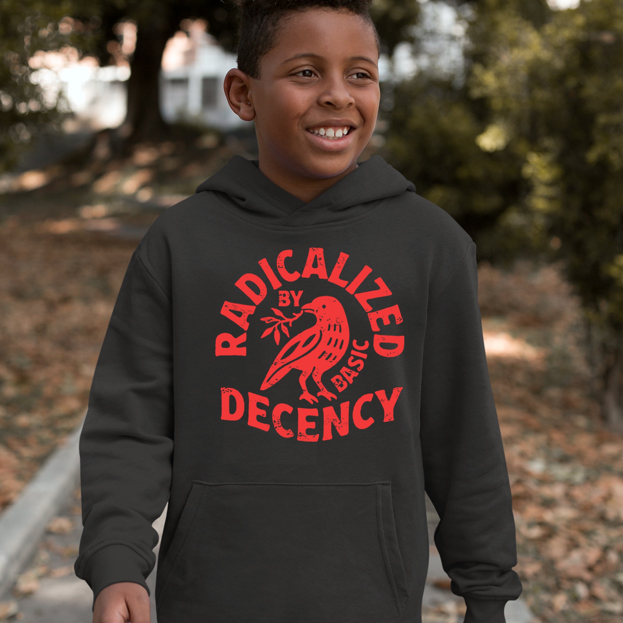 Radicalized by Basic Decency Dove Protest Statement Youth-Sized Hoodie 